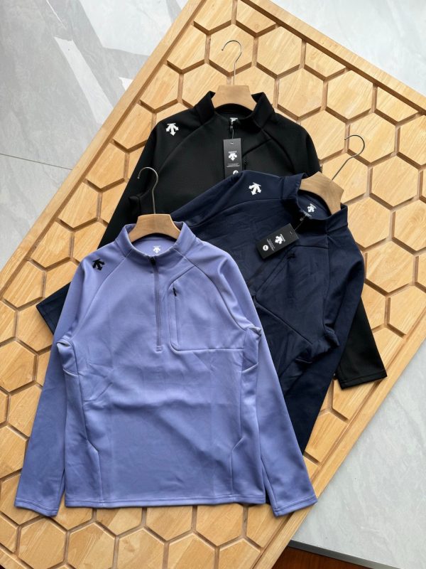 High Quality Descente Hoodie Black Polyester Sporty Style