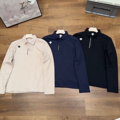 Best Selling Descente Long Sleeves Black Cotton Stripe Style