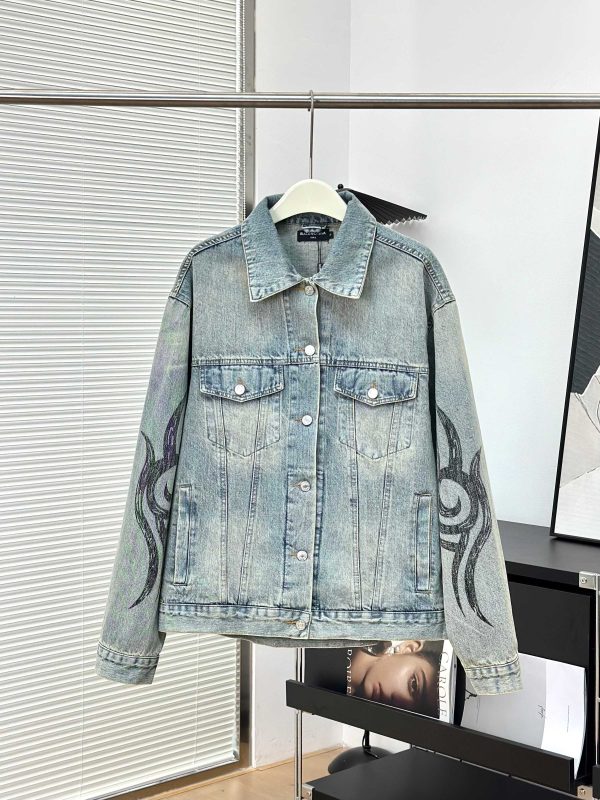 Premium Balenciaga Jackets Denim Washed Style
