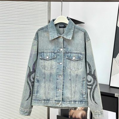Premium Balenciaga Jackets Denim Washed Style