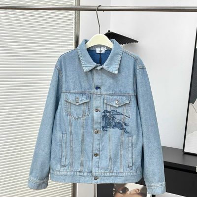 Premium Burberry Coat Denim Print Luxury