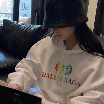 Premium Quality Balenciaga Sweatshirts Rainbow Fleece Gradient Style