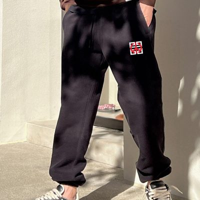 Luxury Givenchy Sweatpants Gray Fleece Logo Style