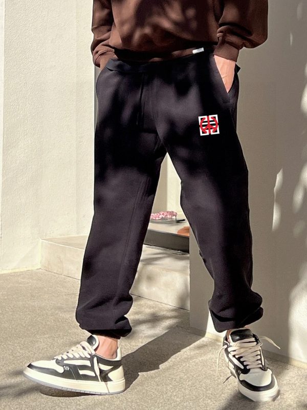 Luxury Givenchy Sweatpants Gray Fleece Logo Style