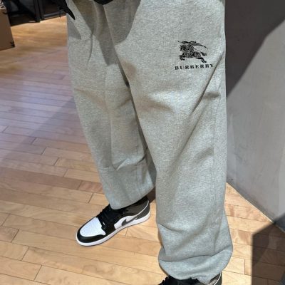 Premium Quality Burberry Sweatpants Black Fleece Monogram Style