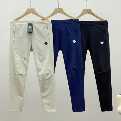 High Quality Descente Pants Black Linen Breathable Luxury