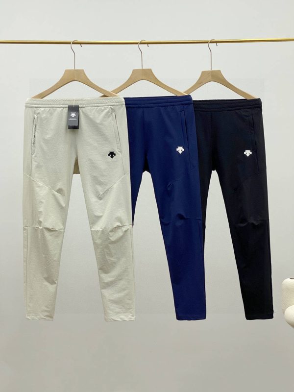 High Quality Descente Pants Black Linen Breathable Luxury