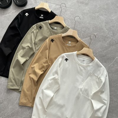 High Quality Descente Long Sleeves Black Polyester Solid Luxury