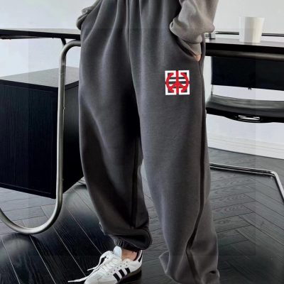 Premium Quality Givenchy Sweatpants Gray Fleece Logo Collection