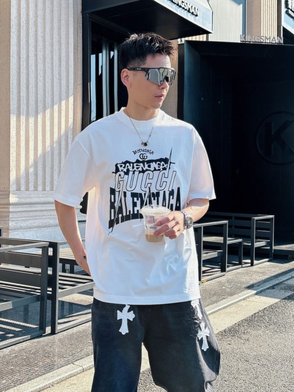 Best Selling Gucci Short Sleeves Black Cotton Print Luxury