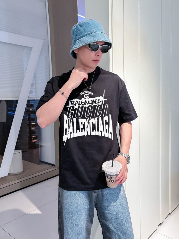 Premium Quality Gucci Short Sleeves Black Cotton Print Luxury