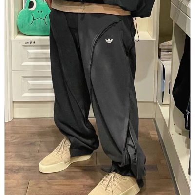 Premium Quality Adidas Sweatpants Black Knit Patchwork Collection