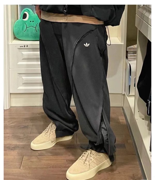 Premium Quality Adidas Sweatpants Black Knit Patchwork Collection