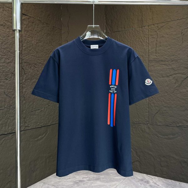 Luxury Moncler Short Sleeves Black Cotton Print Luxury