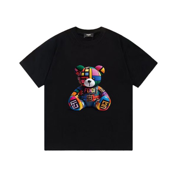 Premium Fendi Short Sleeves Black Cotton Print Style