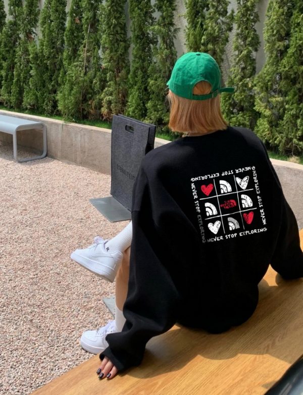 Luxury The North Face Sweatshirts Black Fleece Logo Style