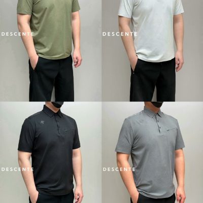Premium Descente Short-Sleeved Black Cotton Classic Style