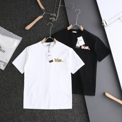 Best Selling Dior Short Sleeves Black Cotton Embroidered Collection
