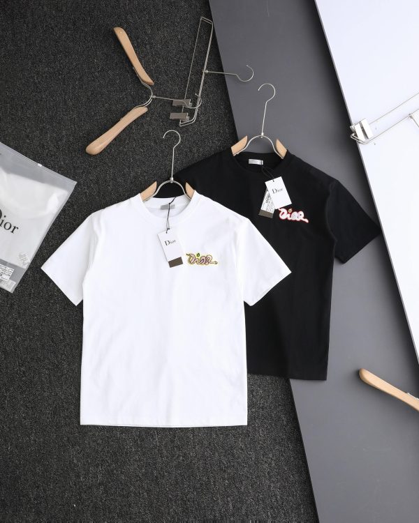 Best Selling Dior Short Sleeves Black Cotton Embroidered Collection