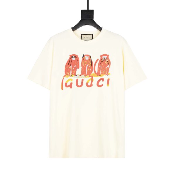 High Quality Gucci Short Sleeves White Cotton Print Collection