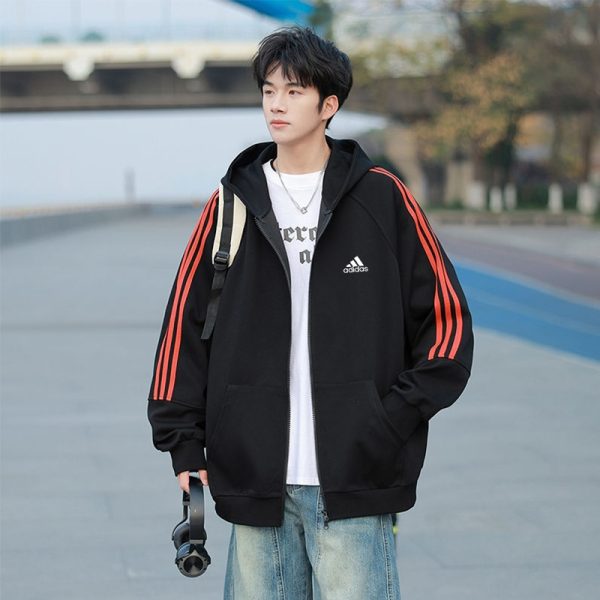 Best Selling Adidas Sweatshirt Black Stripe Style