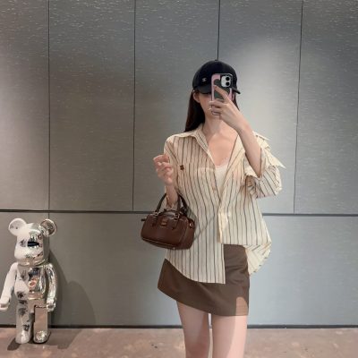 High Quality Celine Shirt Leather Striped Collection