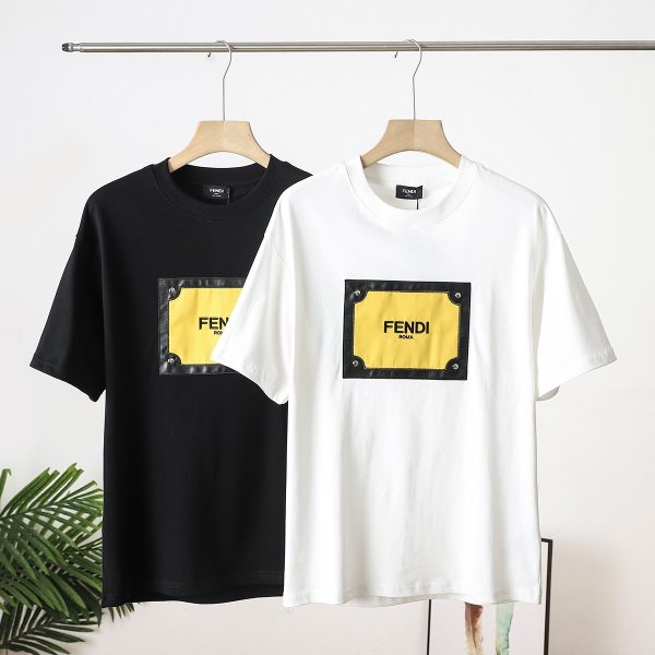 Best Selling Fendi Short Sleeves White Cotton Embroidered Style