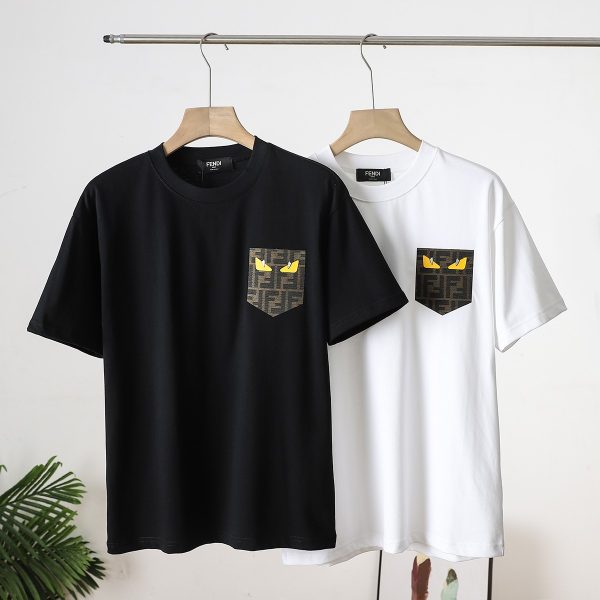 Premium Quality Fendi Short Sleeves Black Cotton Classic Style