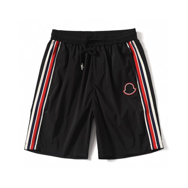 Premium Moncler Shorts Black Leather Logo Collection