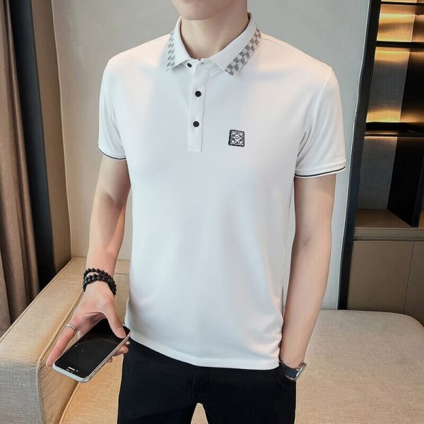 Premium Quality Loewe Polo Shirt White Silk Classic Collection