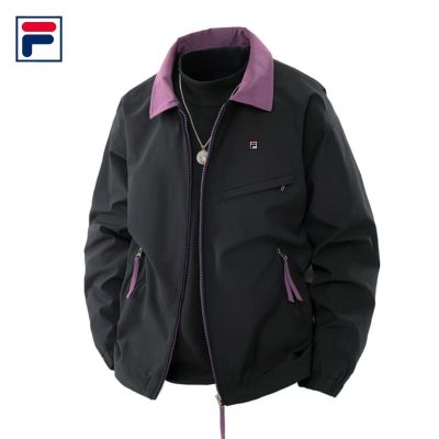 High Quality Fila Jackets Black Casual Style
