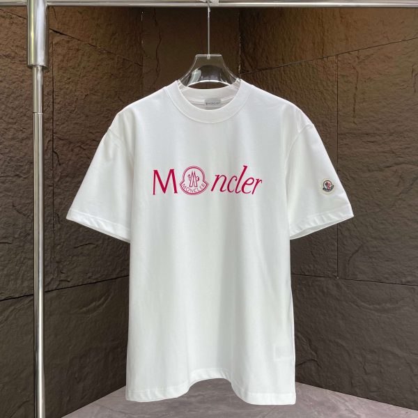 High Quality Moncler Short Sleeves Black Cotton Print Luxury