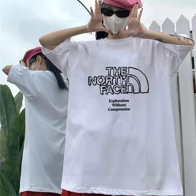 Premium Quality The North Face Short Sleeves Black Cotton Logo Collection