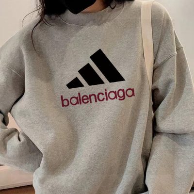 Luxury Balenciaga Sweatshirts Black Fleece Logo Luxury