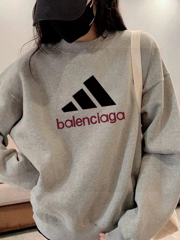 Luxury Balenciaga Sweatshirts Black Fleece Logo Luxury