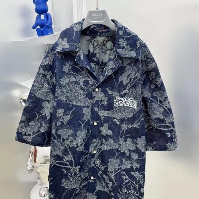 Premium Louis Vuitton Short Sleeves Denim Monogram Style