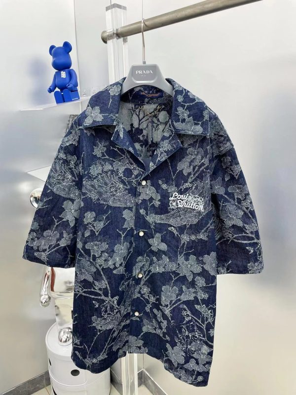 Premium Louis Vuitton Short Sleeves Denim Monogram Style