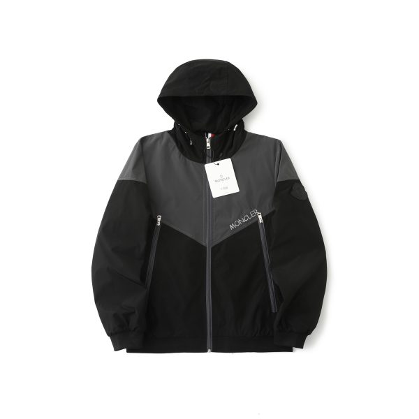 Premium Moncler Coats Gray Nylon Patchwork Luxury