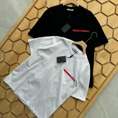 Luxury Prada Short-Sleeved Shirt Red Breathable Style