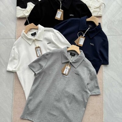High Quality A.P.C. Polo Shirt Black Cotton Casual Collection