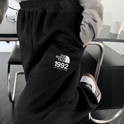 Premium Quality The North Face Sweatpants Gray Fleece Logo Luxury
