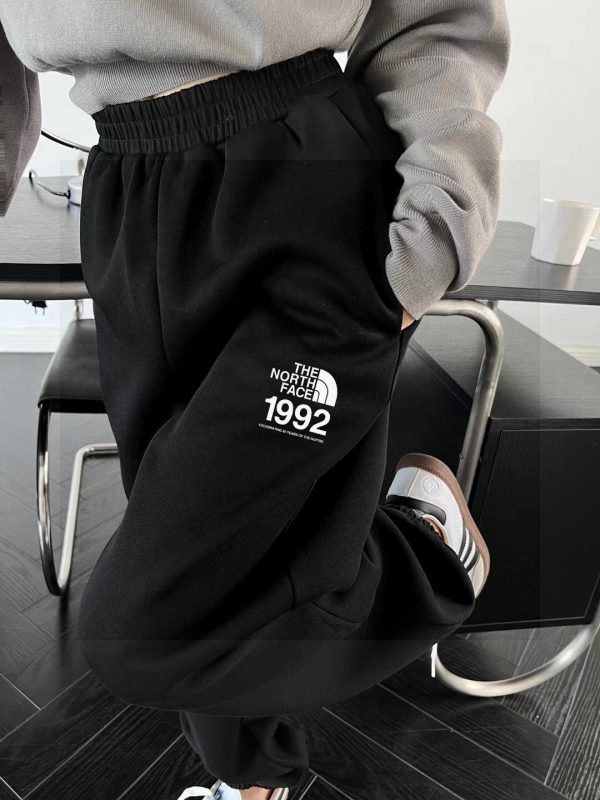 Premium Quality The North Face Sweatpants Gray Fleece Logo Luxury