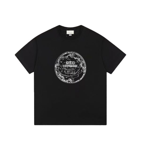 Premium Gucci Short Sleeves Black Cotton Logo Style