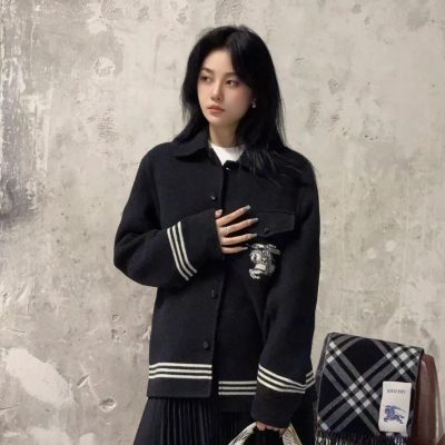High Quality Burberry Jackets Gray Nylon Jacquard Luxury