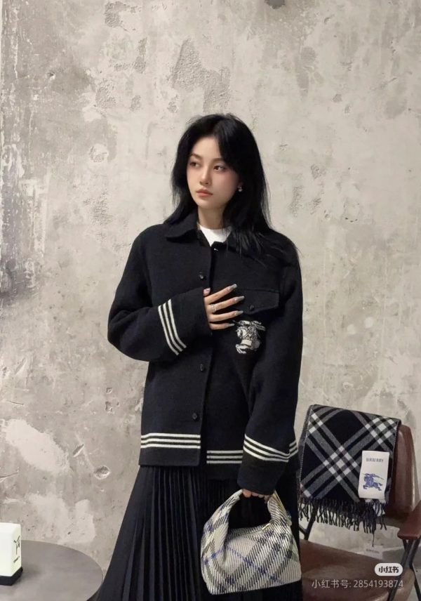 High Quality Burberry Jackets Gray Nylon Jacquard Luxury