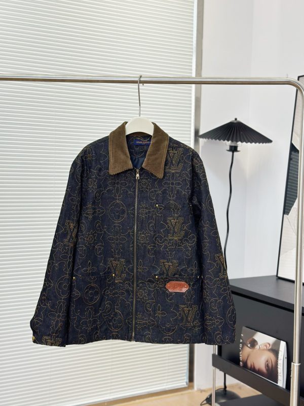 High Quality Louis Vuitton Coats Gold Denim Embroidered Luxury