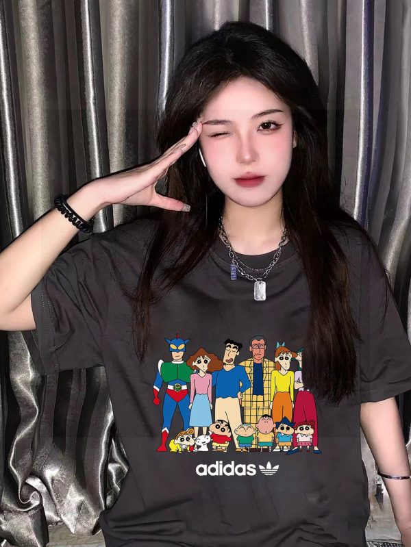 Premium Quality Adidas Short Sleeves Black Cotton Print Style