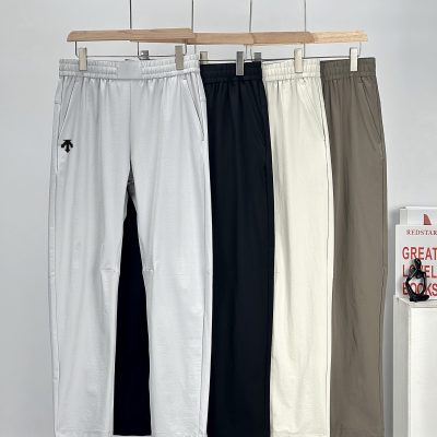 Premium Descente Casual Pants Black Cotton Casual Style