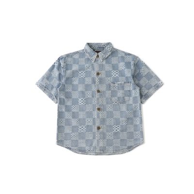 Premium Louis Vuitton Short-Sleeved Shirt Denim Logo Collection