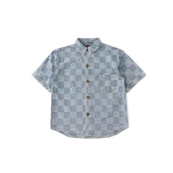 Premium Louis Vuitton Short-Sleeved Shirt Denim Logo Collection